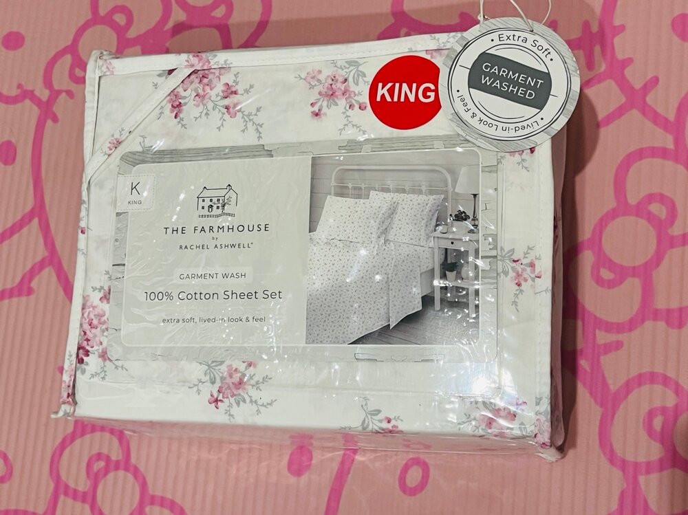 NWT❤️Rachel Ashwell The Farmhouse Shabby Chic Cotton King Sheet Set